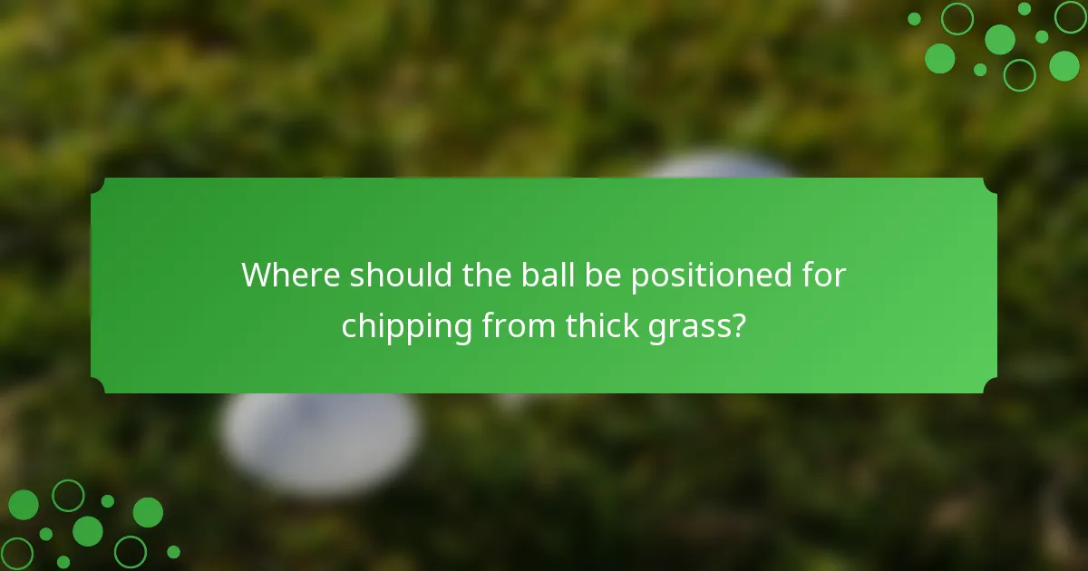 Where should the ball be positioned for chipping from thick grass?